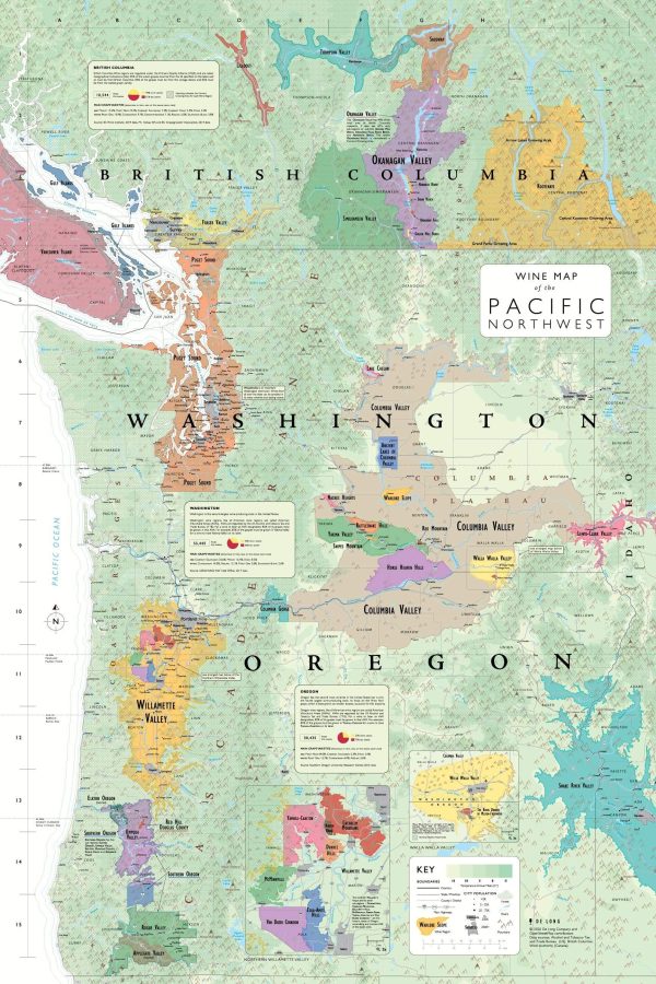 Wine Map of the Pacific Northwest - Bookshelf Edition Discount