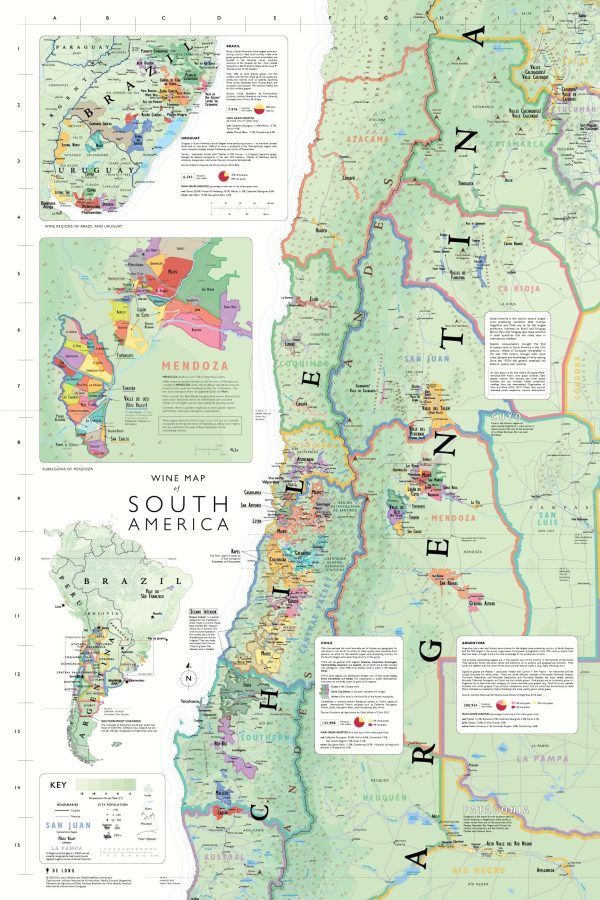 Wine Map of South America - Bookshelf Edition on Sale