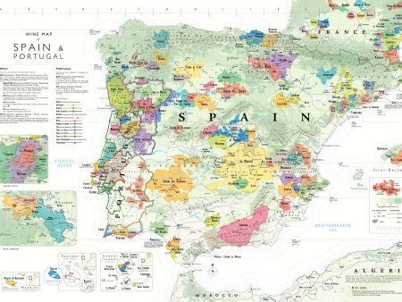 Wine Map of Spain & Portugal Online Sale