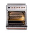 Ilve UNI304QNMPSSP Ilve Uni304Qnmpssp Nostalgie Ii Noblesse 30  Induction Range (Solid Door, Stainless Steel, Copper) Supply