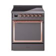 Ilve UNI304QNMPMGP Ilve Uni304Qnmpmgp Nostalgie Ii Noblesse 30  Induction Range (Solid Door, Graphite Matte, Copper) Hot on Sale