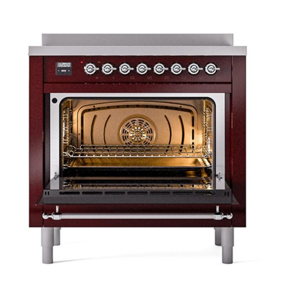 Ilve UNI366QNMPBUC Ilve Uni366Qnmpbuc Nostalgie Ii Noblesse 36  Induction Range (Solid Door, Burgundy, Chrome) Cheap