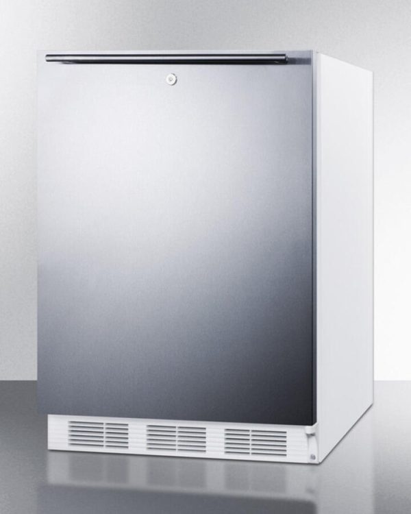 Summit AL750LSSHH Ada Compliant All-Refrigerator For Freestanding General Purpose Use, Auto Defrost W Lock, Ss Door, Horizontal Handle, And White Cabinet Hot on Sale