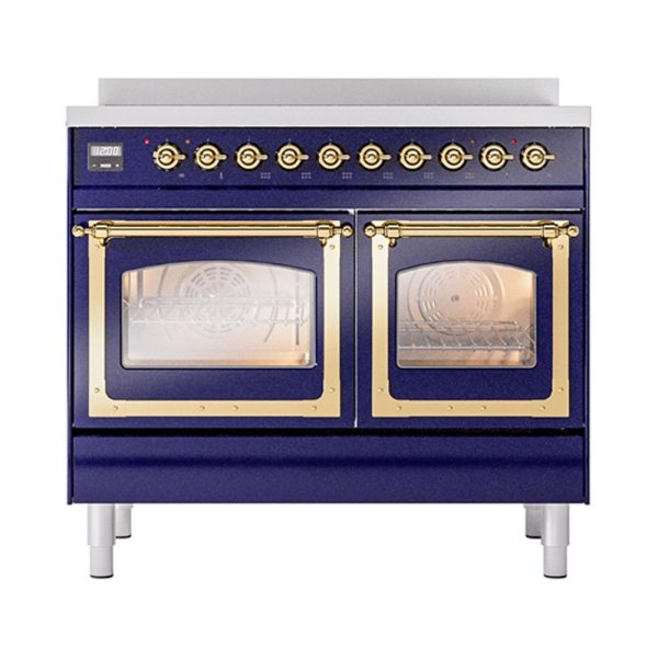 Ilve UNDI406NMPMBG Ilve Undi406Nmpmbg Nostalgie Ii Noblesse 40  Induction Range (Triple Glass Door, Midnight Blue, Brass) Hot on Sale