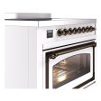 Ilve UNI366NMPWHB Ilve Uni366Nmpwhb Nostalgie Ii Noblesse 36  Induction Range (Triple Glass Door, White, Burnished) Online now