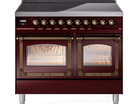 Ilve UNDI406NMPBUB Ilve Undi406Nmpbub Nostalgie Ii Noblesse 40  Induction Range (Triple Glass Door, Burgundy, Burnished) Online now