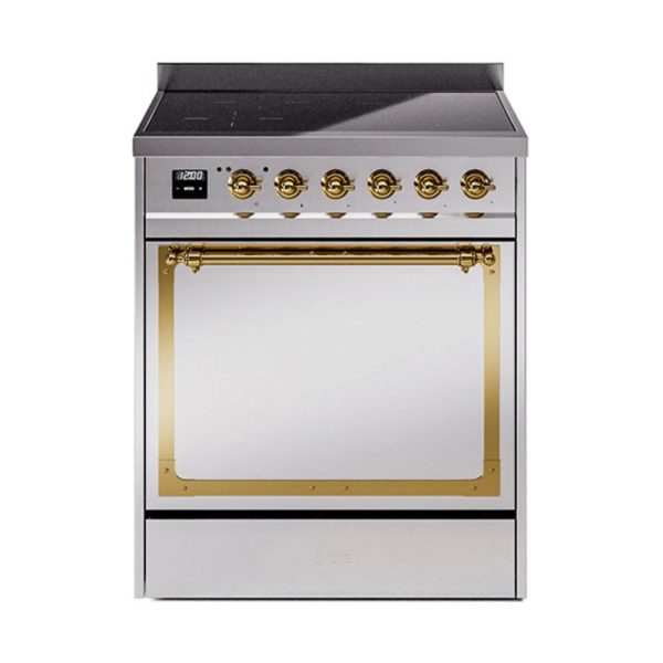 Ilve UNI304QNMPSSG Ilve Uni304Qnmpssg Nostalgie Ii Noblesse 30  Induction Range (Solid Door, Stainless Steel, Brass) Supply