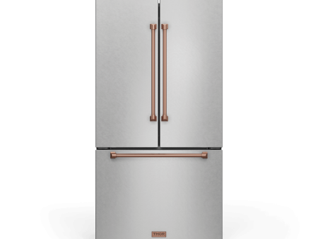 Thor Kitchen RF3621CTD99RSG 36 Inch 20.3 Cu Ft French Door Counter Depth Refrigerator With Ice Maker In Stainless Steel Rose Gold Gordon Ramsay Series - Rf3621Ctd99-Rsg on Sale