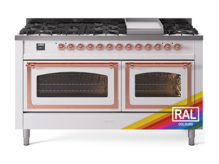 Ilve UN60FNMPRAPLP Ilve Un60Fnmpraplp Nostalgie Ii Noblesse 60  Dual Fuel Range (9 Sealed Burners + Griddle, Liquid Propane, Triple Glass Door, Ral, Copper) Online now