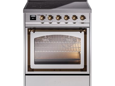 Ilve UNI304NMPSSB Ilve Uni304Nmpssb Nostalgie Ii Noblesse 30  Induction Range (Triple Glass Door, Stainless Steel, Burnished) For Cheap