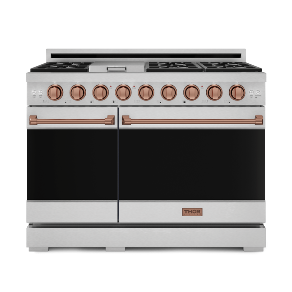 Thor Kitchen RSG48ERSG 48 Inch Professional Gas Range With Pro-Style Knobs In Stainless Steel Rose Gold Gordon Ramsay Series - Rsg48E-Rsg Online now