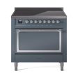 Ilve UNI366QNMPBGC Ilve Uni366Qnmpbgc Nostalgie Ii Noblesse 36  Induction Range (Solid Door, Blue Grey, Chrome) Online now