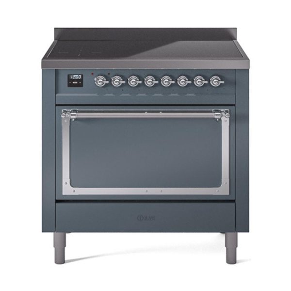 Ilve UNI366QNMPBGC Ilve Uni366Qnmpbgc Nostalgie Ii Noblesse 36  Induction Range (Solid Door, Blue Grey, Chrome) Online now