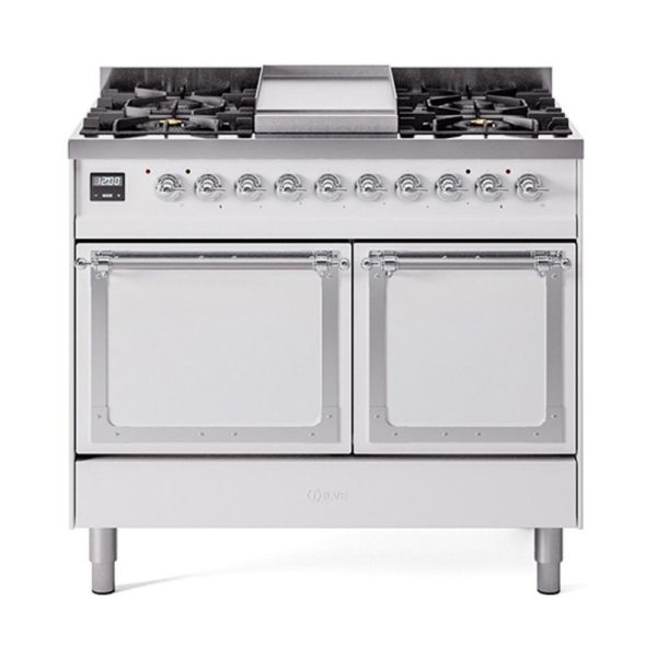 Ilve UND40FQNMPWHCLP Ilve Und40Fqnmpwhclp Nostalgie Ii Noblesse 40  Dual Fuel Range (Liquid Propane, Solid Door, White, Chrome) Online Hot Sale