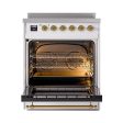 Ilve UNI304QNMPRAG Ilve Uni304Qnmprag Nostalgie Ii Noblesse 30  Induction Range (Solid Door, Ral, Brass) Online Sale