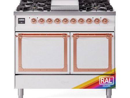 Ilve UND40FQNMPRAPLP Ilve Und40Fqnmpraplp Nostalgie Ii Noblesse 40  Dual Fuel Range (Liquid Propane, Solid Door, Ral, Copper) Sale