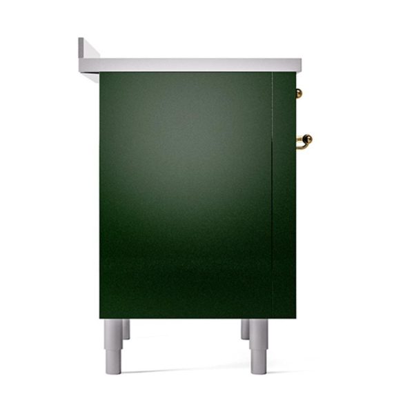 Ilve UNI366QNMPEGG Ilve Uni366Qnmpegg Nostalgie Ii Noblesse 36  Induction Range (Solid Door, Emerald Green, Brass) Online Sale