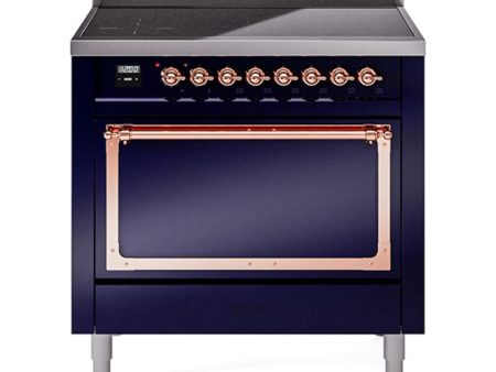 Ilve UNI366QNMPMBP Ilve Uni366Qnmpmbp Nostalgie Ii Noblesse 36  Induction Range (Solid Door, Midnight Blue, Copper) Online Sale