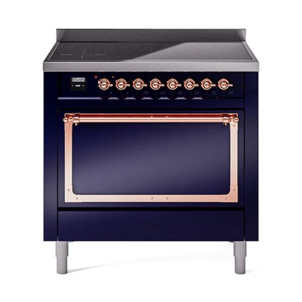 Ilve UNI366QNMPMBP Ilve Uni366Qnmpmbp Nostalgie Ii Noblesse 36  Induction Range (Solid Door, Midnight Blue, Copper) Online Sale