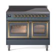 Ilve UNDI406NMPBGG Ilve Undi406Nmpbgg Nostalgie Ii Noblesse 40  Induction Range (Triple Glass Door, Blue Grey, Brass) Online Hot Sale