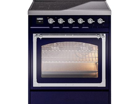 Ilve UNI304NMPMBC Ilve Uni304Nmpmbc Nostalgie Ii Noblesse 30  Induction Range (Triple Glass Door, Midnight Blue, Chrome) Online now