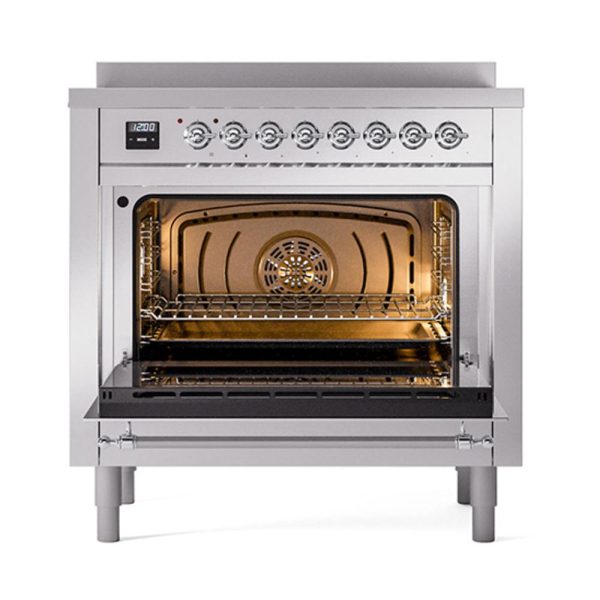 Ilve UNI366NMPSSC Ilve Uni366Nmpssc Nostalgie Ii Noblesse 36  Induction Range (Triple Glass Door, Stainless Steel, Chrome) Online Hot Sale