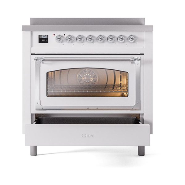 Ilve UNI366NMPRAC Ilve Uni366Nmprac Nostalgie Ii Noblesse 36  Induction Range (Triple Glass Door, Ral, Chrome) Sale