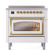 Ilve UNI366NMPWHG Ilve Uni366Nmpwhg Nostalgie Ii Noblesse 36  Induction Range (Triple Glass Door, White, Brass) on Sale