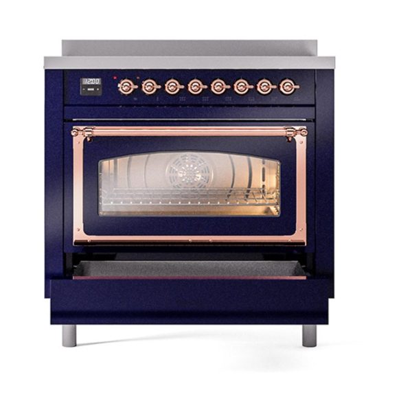 Ilve UNI366NMPMBP Ilve Uni366Nmpmbp Nostalgie Ii Noblesse 36  Induction Range (Triple Glass Door, Midnight Blue, Copper) Cheap