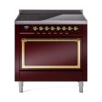 Ilve UNI366QNMPBUG Ilve Uni366Qnmpbug Nostalgie Ii Noblesse 36  Induction Range (Solid Door, Burgundy, Brass) For Discount