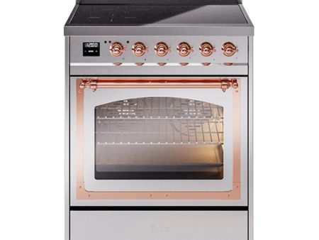 Ilve UNI304NMPSSP Ilve Uni304Nmpssp Nostalgie Ii Noblesse 30  Induction Range (Triple Glass Door, Stainless Steel, Copper) For Discount