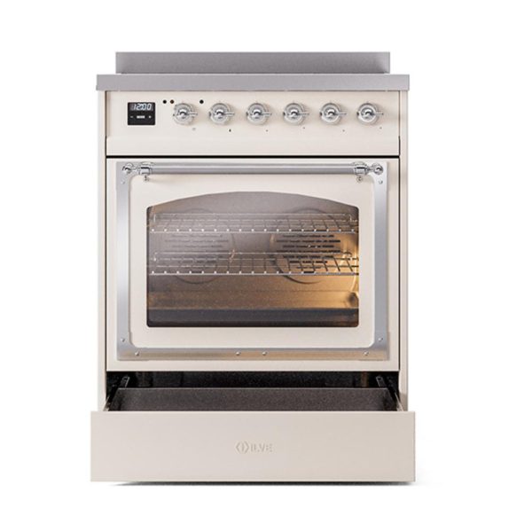 Ilve UNI304NMPAWC Ilve Uni304Nmpawc Nostalgie Ii Noblesse 30  Induction Range (Triple Glass Door, Antique White, Chrome) Supply