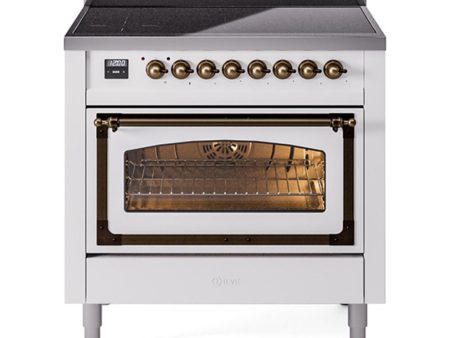 Ilve UNI366NMPWHB Ilve Uni366Nmpwhb Nostalgie Ii Noblesse 36  Induction Range (Triple Glass Door, White, Burnished) Online now