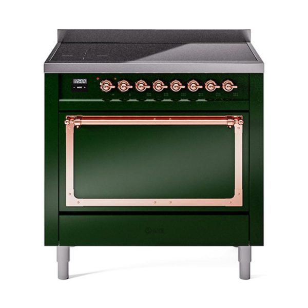 Ilve UNI366QNMPEGP Ilve Uni366Qnmpegp Nostalgie Ii Noblesse 36  Induction Range (Solid Door, Emerald Green, Copper) Online Hot Sale