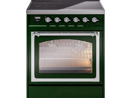 Ilve UNI304NMPEGC Ilve Uni304Nmpegc Nostalgie Ii Noblesse 30  Induction Range (Triple Glass Door, Emerald Green, Chrome) Fashion