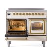 Ilve UNDI406NMPAWG Ilve Undi406Nmpawg Nostalgie Ii Noblesse 40  Induction Range (Triple Glass Door, Antique White, Brass) Online Sale