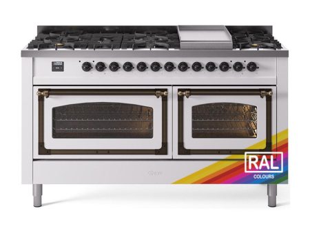 Ilve UN60FNMPRABLP Ilve Un60Fnmprablp Nostalgie Ii Noblesse 60  Dual Fuel Range (9 Sealed Burners + Griddle, Liquid Propane, Triple Glass Door, Ral, Burnished) Online Hot Sale