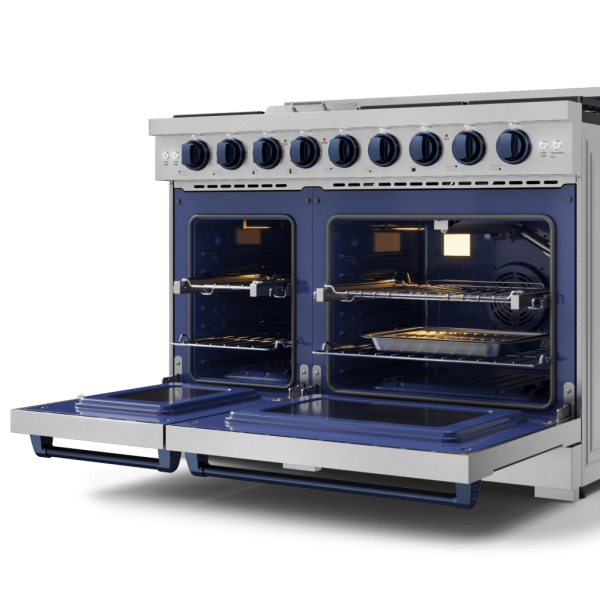 Thor Kitchen RSG48ELPBLU 48 Inch Professional Lp Range With Pro-Style Knobs In Stainless Steel Blue Gordon Ramsay Series - Rsg48Elp-Blu For Sale