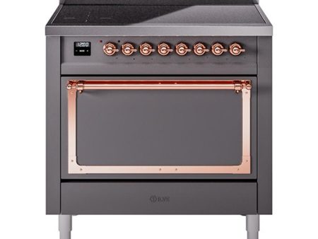 Ilve UNI366QNMPMGP Ilve Uni366Qnmpmgp Nostalgie Ii Noblesse 36  Induction Range (Solid Door, Graphite Matte, Copper) Online