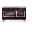 Ilve UN60FNMPBUCLP Ilve Un60Fnmpbuclp Nostalgie Ii Noblesse 60  Dual Fuel Range (9 Sealed Burners + Griddle, Liquid Propane, Triple Glass Door, Burgundy, Chrome) Online now