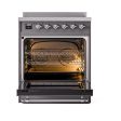 Ilve UNI304QNMPMGC Ilve Uni304Qnmpmgc Nostalgie Ii Noblesse 30  Induction Range (Solid Door, Graphite Matte, Chrome) For Discount