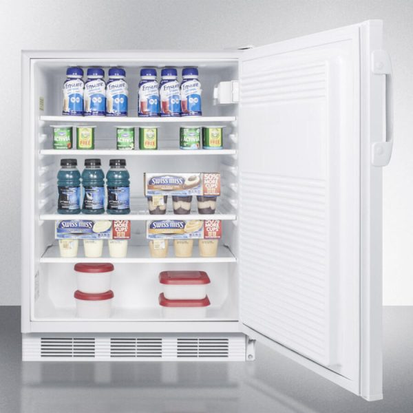 Summit AL750L Ada Compliant All-Refrigerator For Freestanding General Purpose Use, With Lock, Flat Door Liner, Auto Defrost Operation And White Exterior Hot on Sale