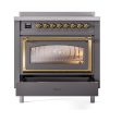 Ilve UNI366NMPMGG Ilve Uni366Nmpmgg Nostalgie Ii Noblesse 36  Induction Range (Triple Glass Door, Graphite Matte, Brass) on Sale