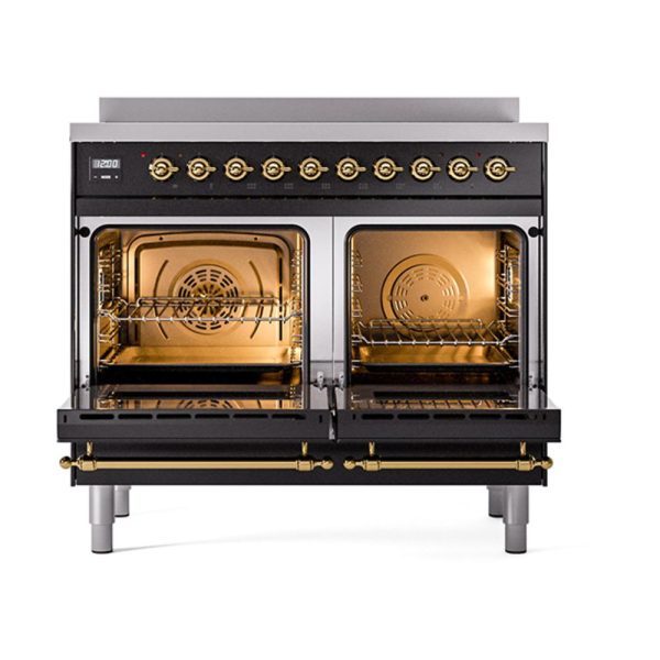 Ilve UNDI406NMPBKG Ilve Undi406Nmpbkg Nostalgie Ii Noblesse 40  Induction Range (Triple Glass Door, Glossy Black, Brass) For Discount