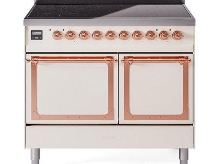 Ilve UNDI406QNMPAWP Ilve Undi406Qnmpawp Nostalgie Ii Noblesse 40  Induction Range (Solid Door, Antique White, Copper) on Sale