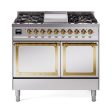 Ilve UND40FQNMPSSGLP Ilve Und40Fqnmpssglp Nostalgie Ii Noblesse 40  Dual Fuel Range (Liquid Propane, Solid Door, Stainless Steel, Brass) Supply