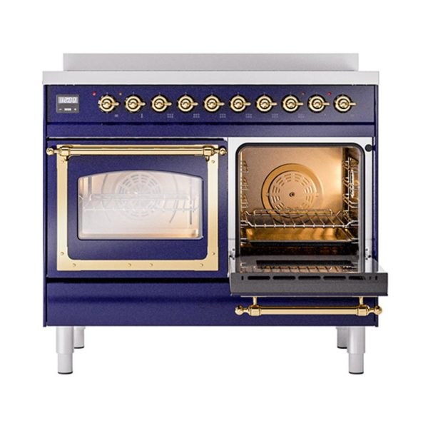 Ilve UNDI406NMPMBG Ilve Undi406Nmpmbg Nostalgie Ii Noblesse 40  Induction Range (Triple Glass Door, Midnight Blue, Brass) Hot on Sale