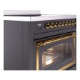 Ilve UNI366NMPMGG Ilve Uni366Nmpmgg Nostalgie Ii Noblesse 36  Induction Range (Triple Glass Door, Graphite Matte, Brass) on Sale