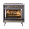 Ilve UNI366QNMPMGG Ilve Uni366Qnmpmgg Nostalgie Ii Noblesse 36  Induction Range (Solid Door, Graphite Matte, Brass) Fashion