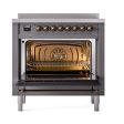 Ilve UNI366QNMPMGB Ilve Uni366Qnmpmgb Nostalgie Ii Noblesse 36  Induction Range (Solid Door, Graphite Matte, Burnished) For Discount